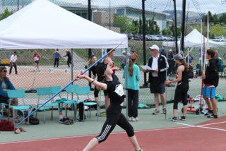 Brianna competes in javelin.